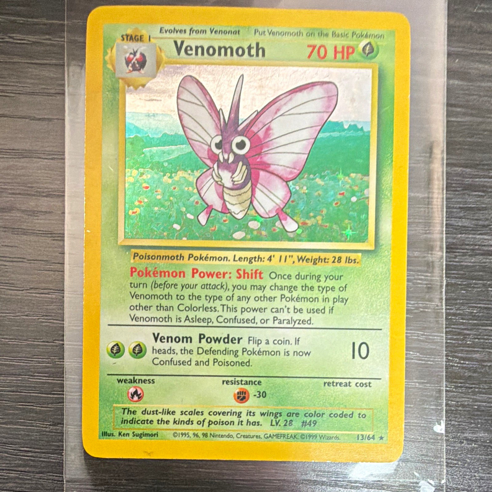 Wizards of the Coast Venomoth 13/64 base set Holo Rare Unlimited EN 70 HP