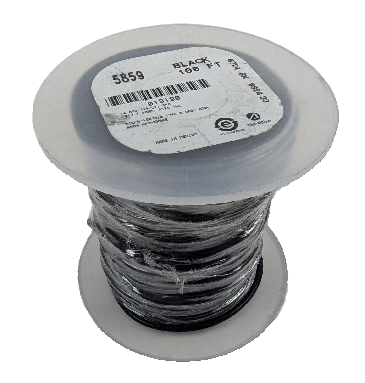 100ft Alpha 5859 BK005 Hook-Up Wire PTFE 14AWG High Temp 200C SPC M16878/4 E NEW