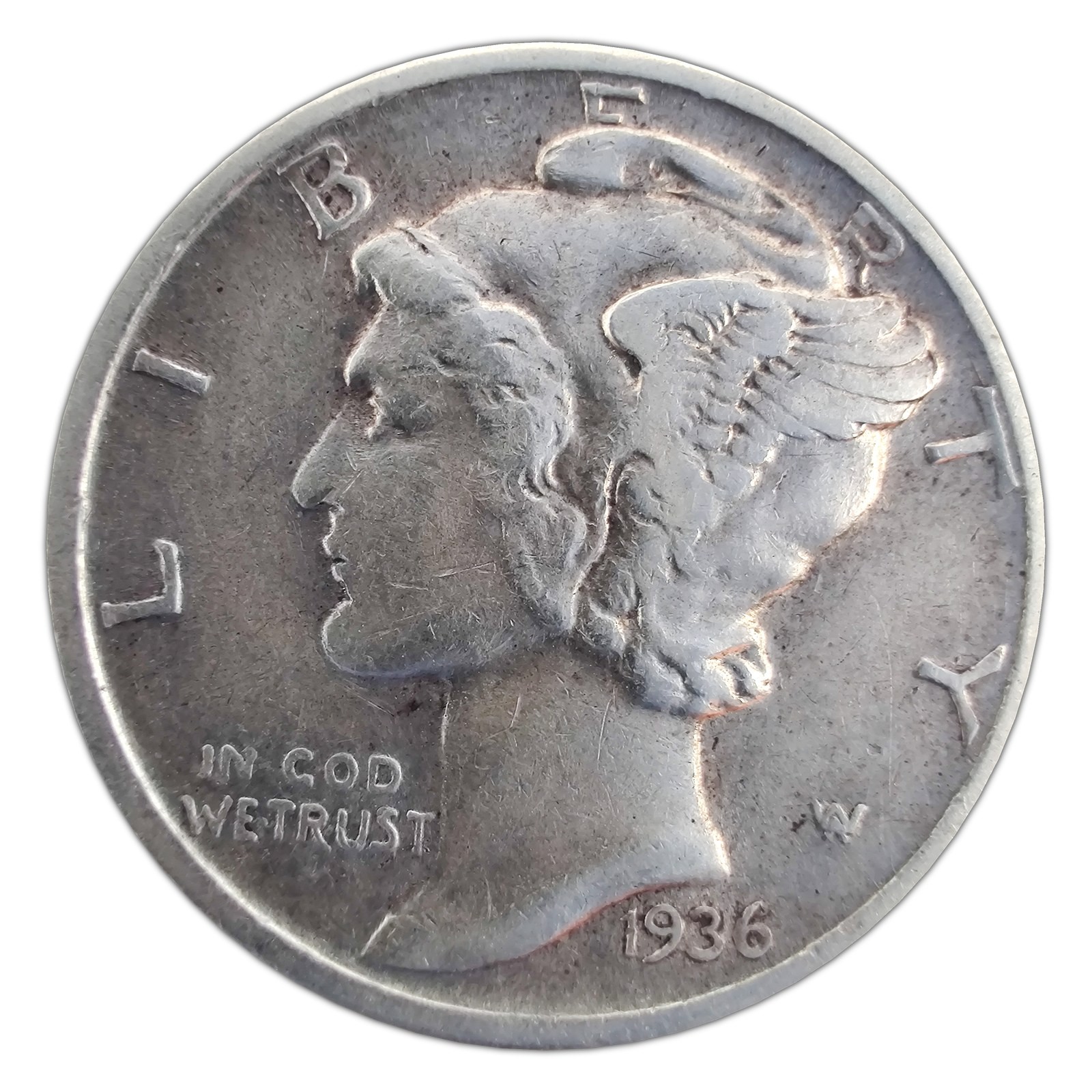 1936-P Mercury Dime VF Very Fine 90% Silver 1936-P Mercury Dime VF Very Fine 90% Silver
