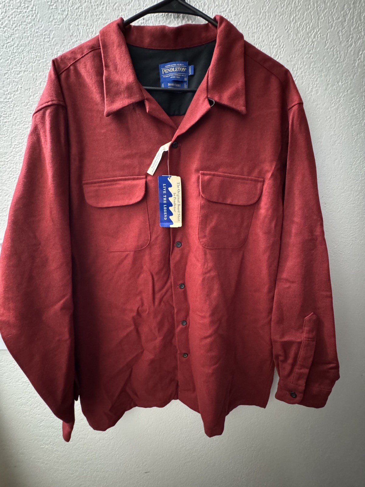 Pendleton Original Board Shirt Virgin Wool Men XL RED Flannel Loop Collar NWT Pendleton Original Board Shirt Virgin Wool Men XL RED Flannel Loop Collar NWT
