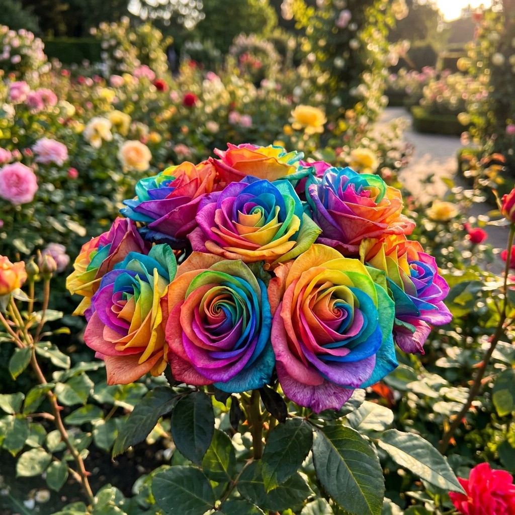 50 carefully packed Rainbow Rose Seeds - Beautiful Garden Flowers for Planting