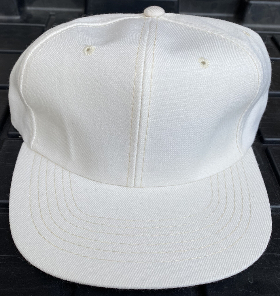 NWOT Vintage 80s 90s Solid Blank White Ivory Youngan Snapback Hat Cap Wool Blend