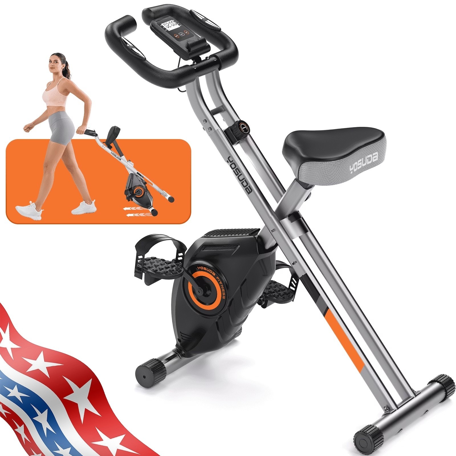 YOSUDA Folding Exercise Bike, 5 IN 1 Foldable Stationary Bike for Seniors, 380lb YOSUDA Folding Exercise Bike, 5 IN 1 Foldable Stationary Bike for Seniors, 380lb