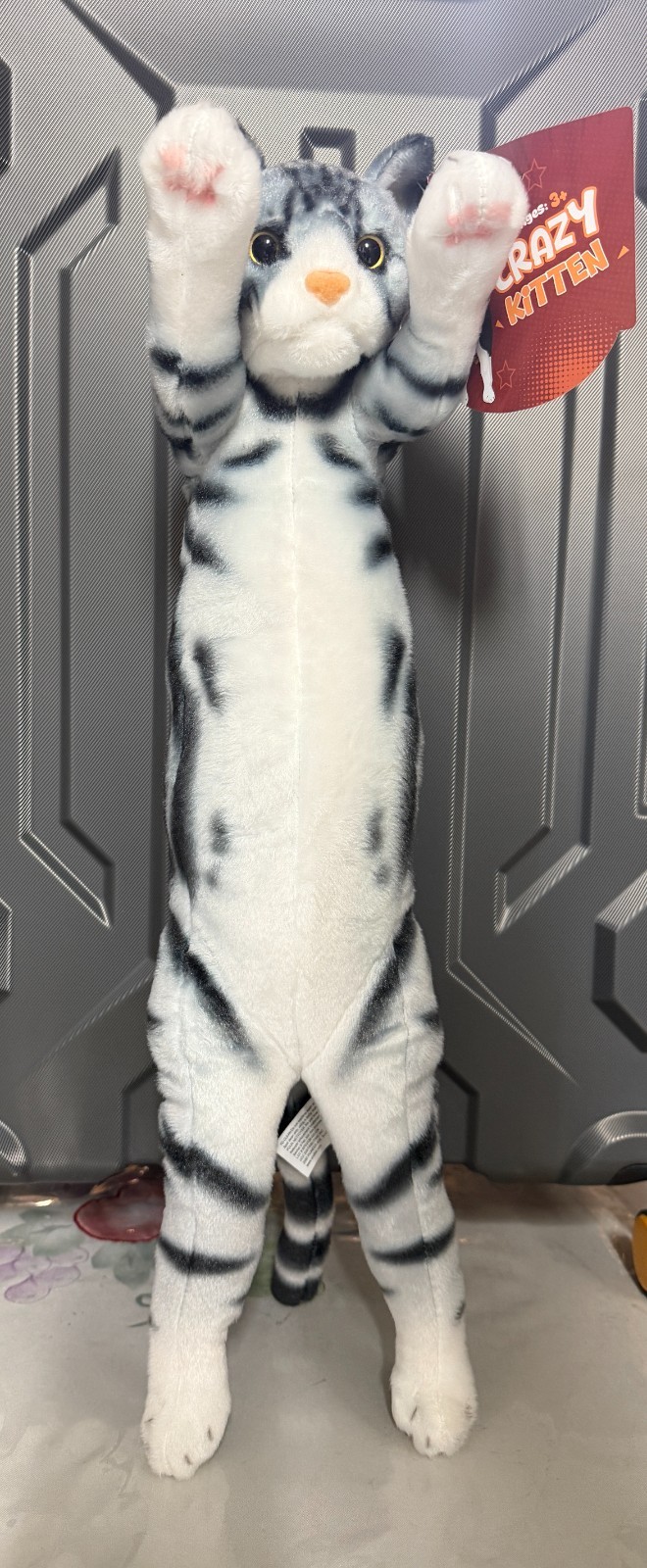2025 UCC EXCLUSIVE Crazy Kitten 20″ Standing Cat Plushy BLACK STRIPES WHITE NEW