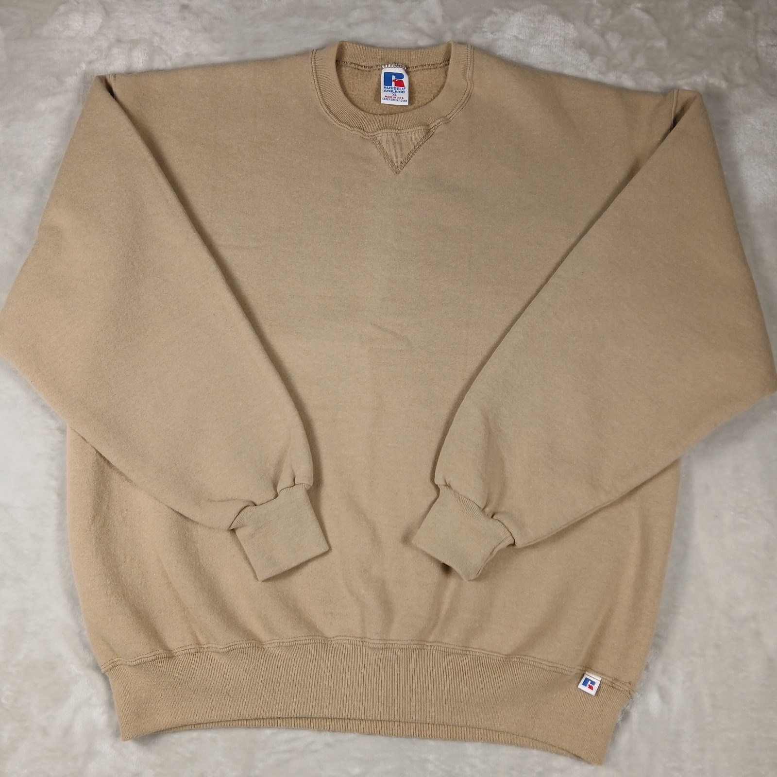Vintage Russell Athletic Sweatshirt XL Men\'s Crewneck Beige Blank USA Vintage Russell Athletic Sweatshirt XL Men\'s Crewneck Beige Blank USA