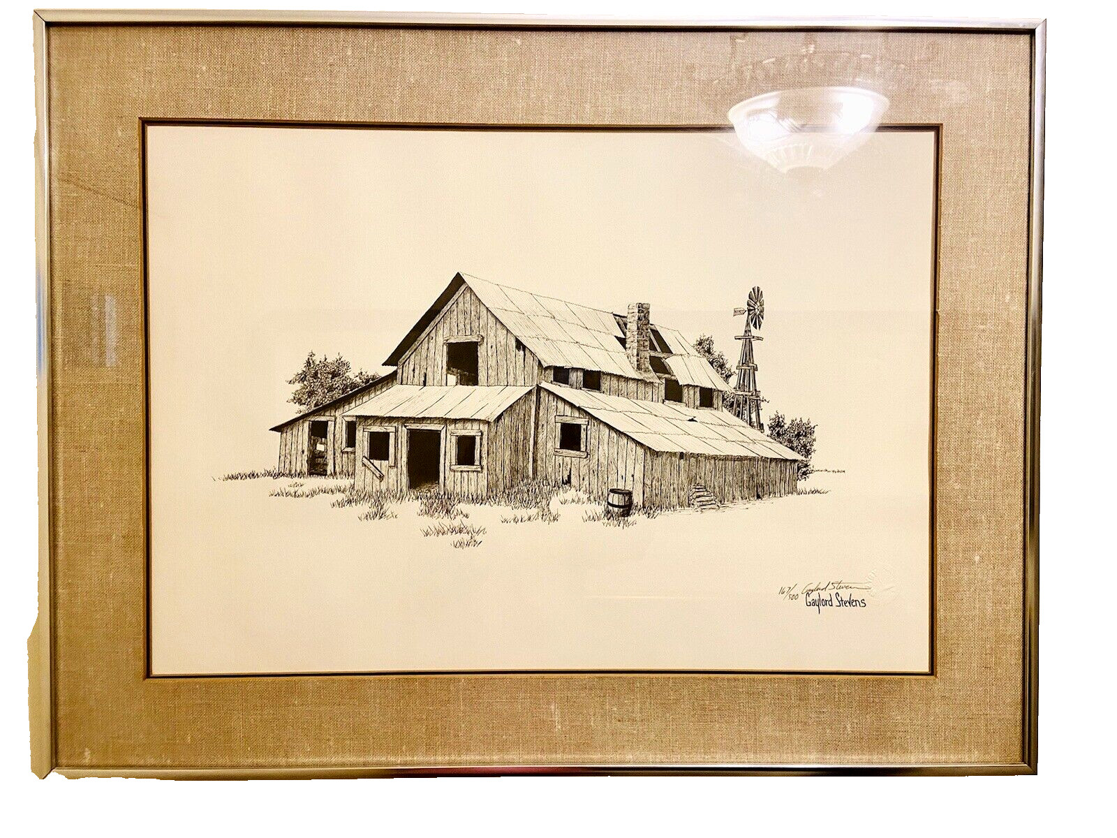 Gaylord Stevens Gone to Pasture Pen Ink Drawing Hand Signed Numbered COA Stamped