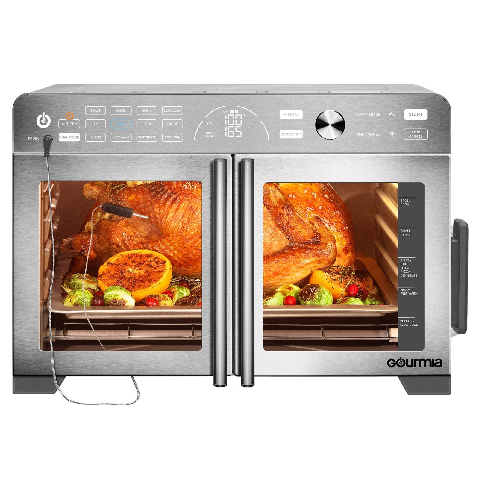 Gourmia XL 13-In-1 French Door Countertop Oven w/ Air Fry Temperature Probe, NEW
