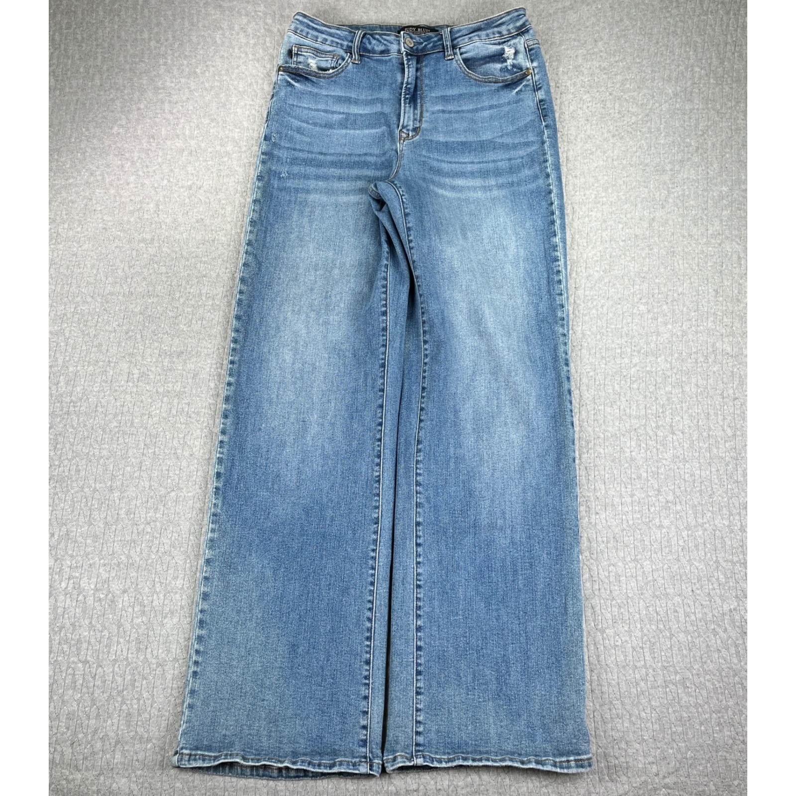 Judy Blue Baggy Wide Leg Jeans Women 11/30 (29x32) Blue Distressed High Rise