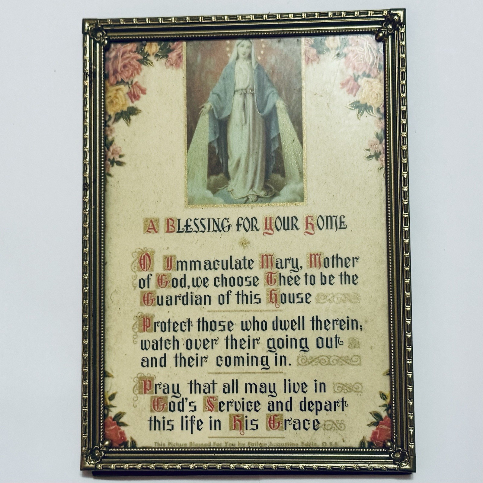 1940’s Vintage Blessing For Your Home 5.5”x7.5” In Original Ornate Frame 1940’s Vintage Blessing For Your Home 5.5”x7.5” In Original Ornate Frame