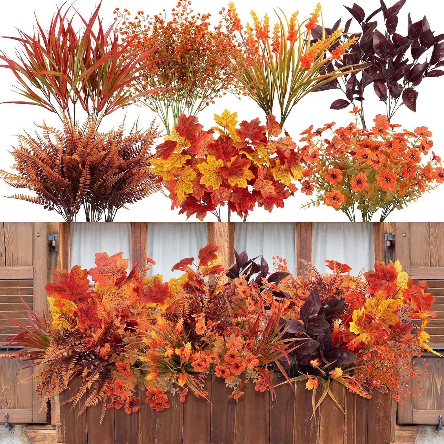 24 Bundles Artificial Fall Flowers Fake Mums Outdoor UV Resistant Autumn Decor 24 Bundles Artificial Fall Flowers Fake Mums Outdoor UV Resistant Autumn Decor