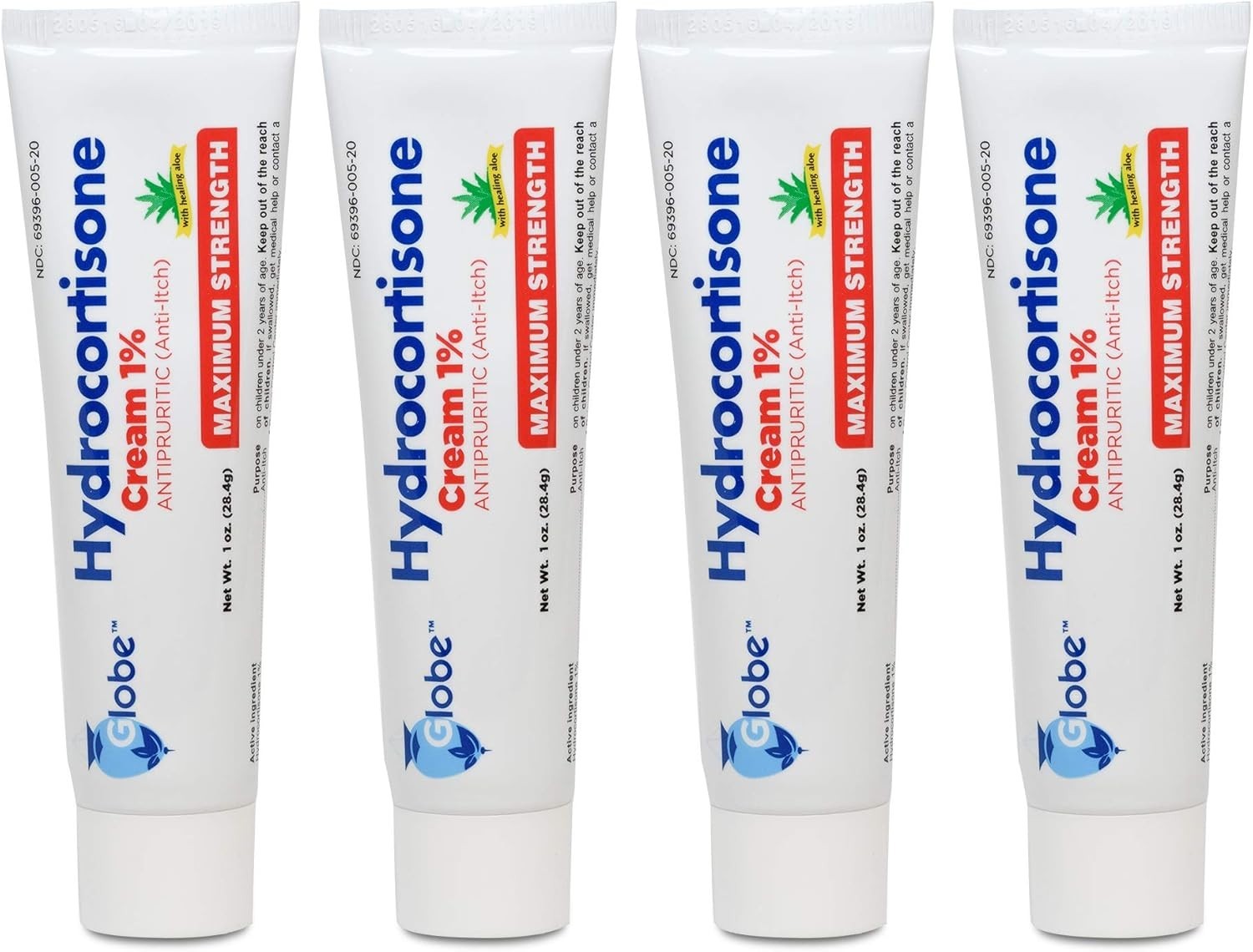 (4 Pack) Globe Hydrocortisone Maximum Strength Cream 1% w/Aloe, Anti-Itch Cream (4 Pack) Globe Hydrocortisone Maximum Strength Cream 1% w/Aloe, Anti-Itch Cream