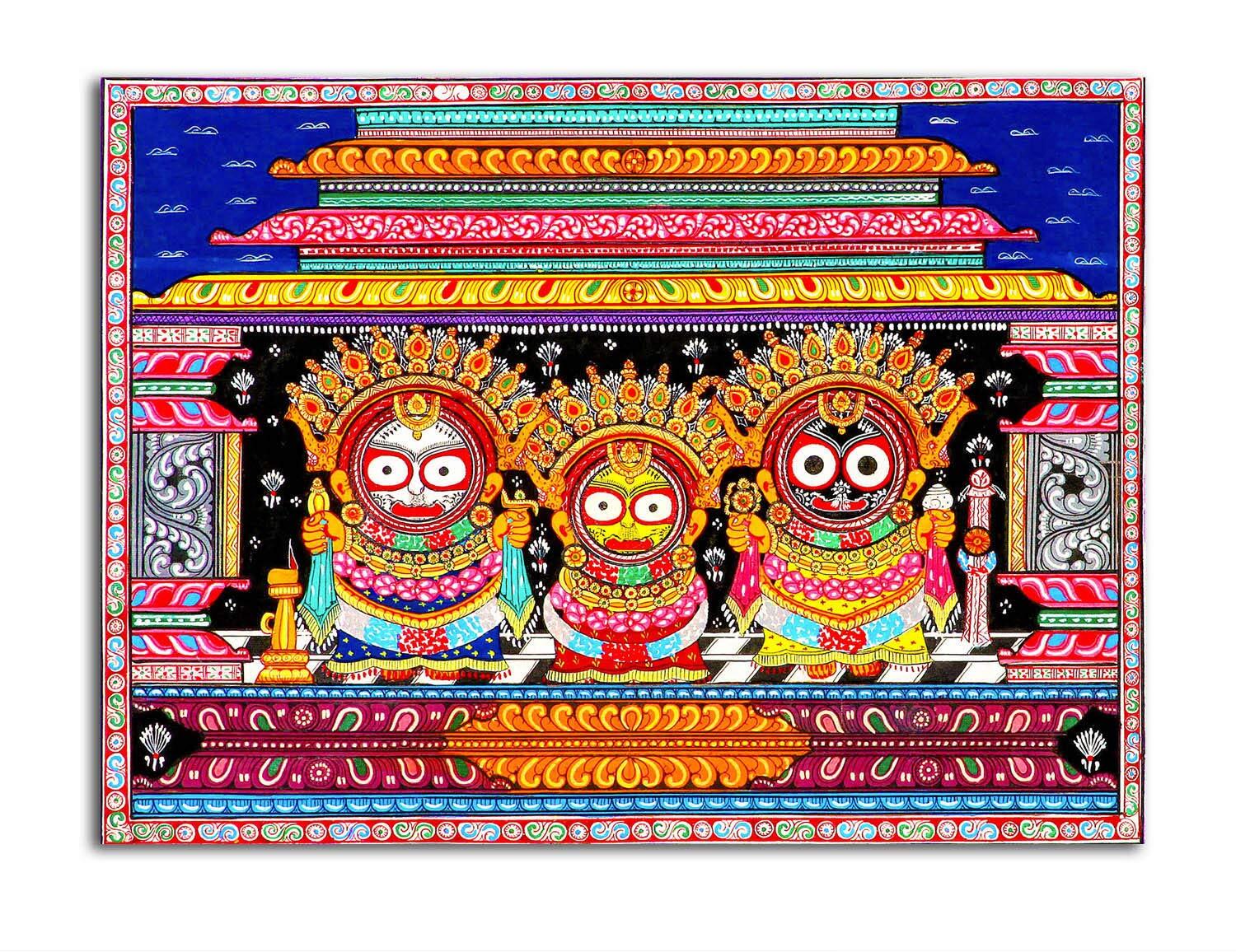 Traditional Art Canvas Painting Jai Jagannath Religious Art Unframed Painting 
