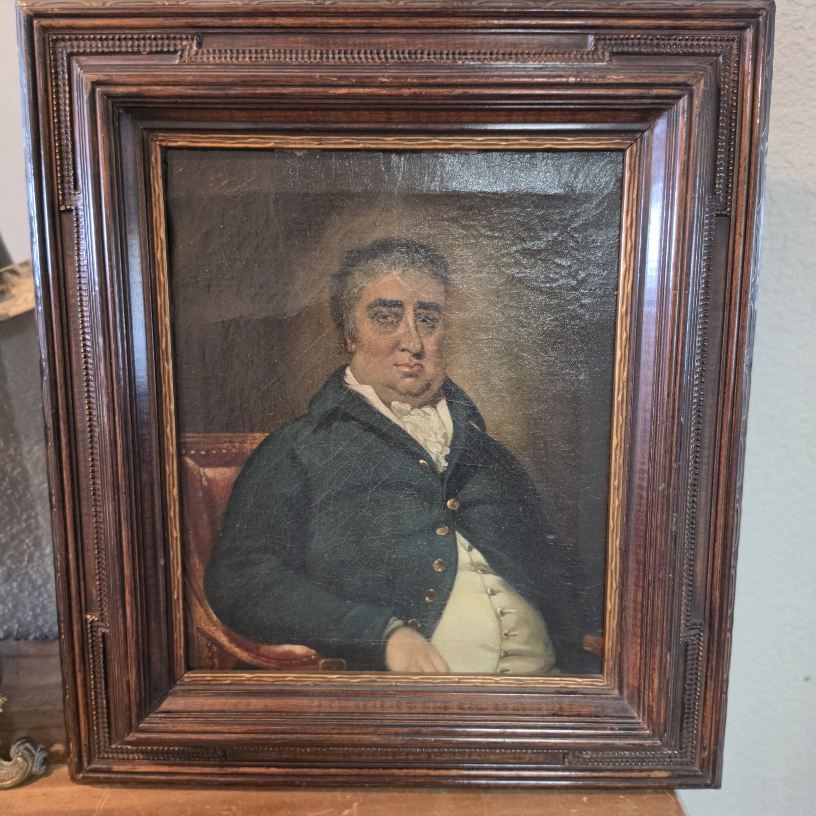 Antique 19thc Framed Portrait Painting on Canvas Ornate Frame, Charles James Fox Antique 19thc Framed Portrait Painting on Canvas Ornate Frame, Charles James Fox
