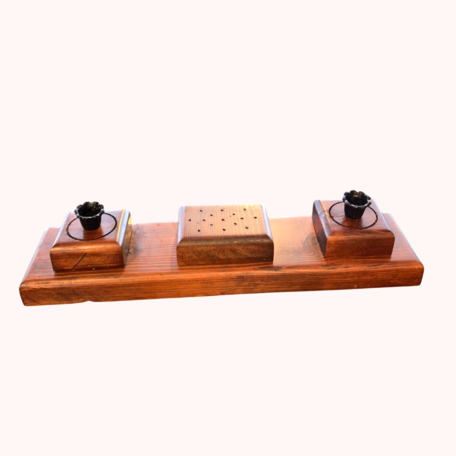 Vintage Handmade Rustic Wood Candle Holder Farmhouse Decor Centerpiece Primitive Vintage Handmade Rustic Wood Candle Holder Farmhouse Decor Centerpiece Primitive