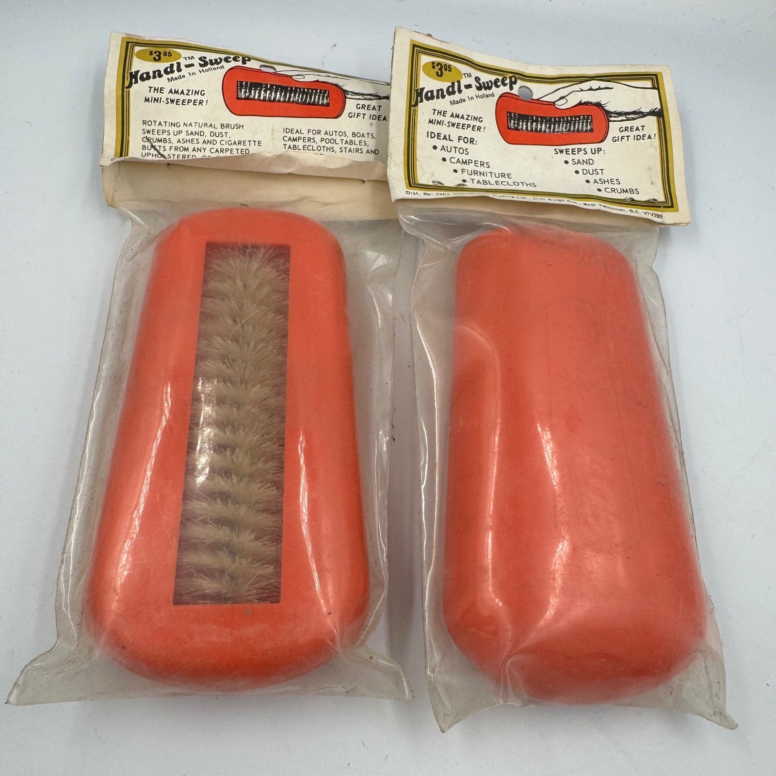 Handi-Sweep Mini Sweeper Orange Vintage Made in Holland Lot of 2 NEW