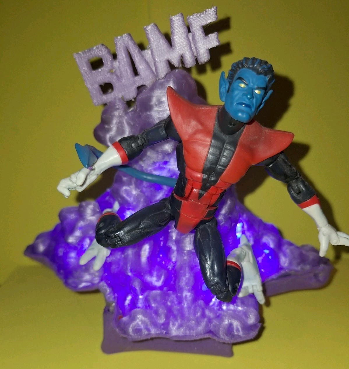 3D Printed Marvel legends XMEN NIGHTCRAWLER BAMF effect Diorama LED Light Up 