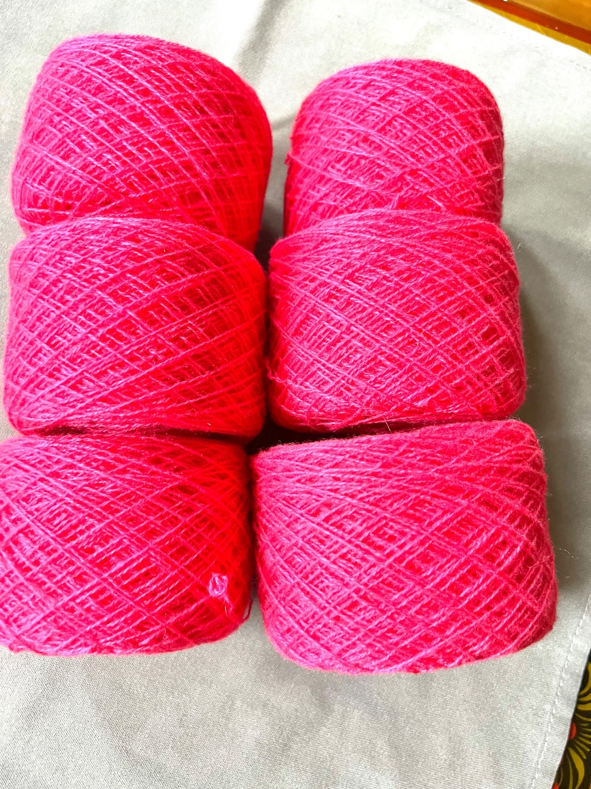 Recycled 100% Pink Cashmere, 150 g, 5 1/4 oz straightened. Recycled 100% Pink Cashmere, 150 g, 5 1/4 oz straightened.