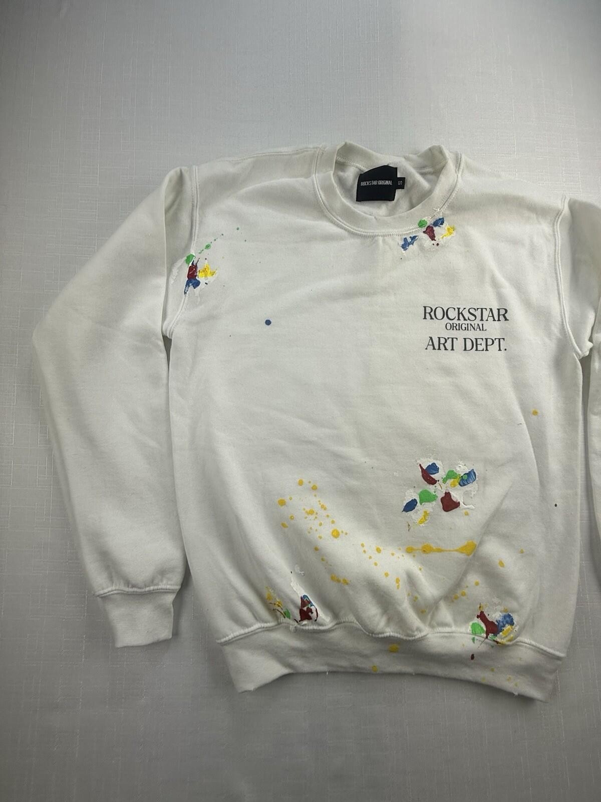 Rockstar Original Art Dept Sweatshirt Mens Small White Paint Splatter Crewneck Rockstar Original Art Dept Sweatshirt Mens Small White Paint Splatter Crewneck