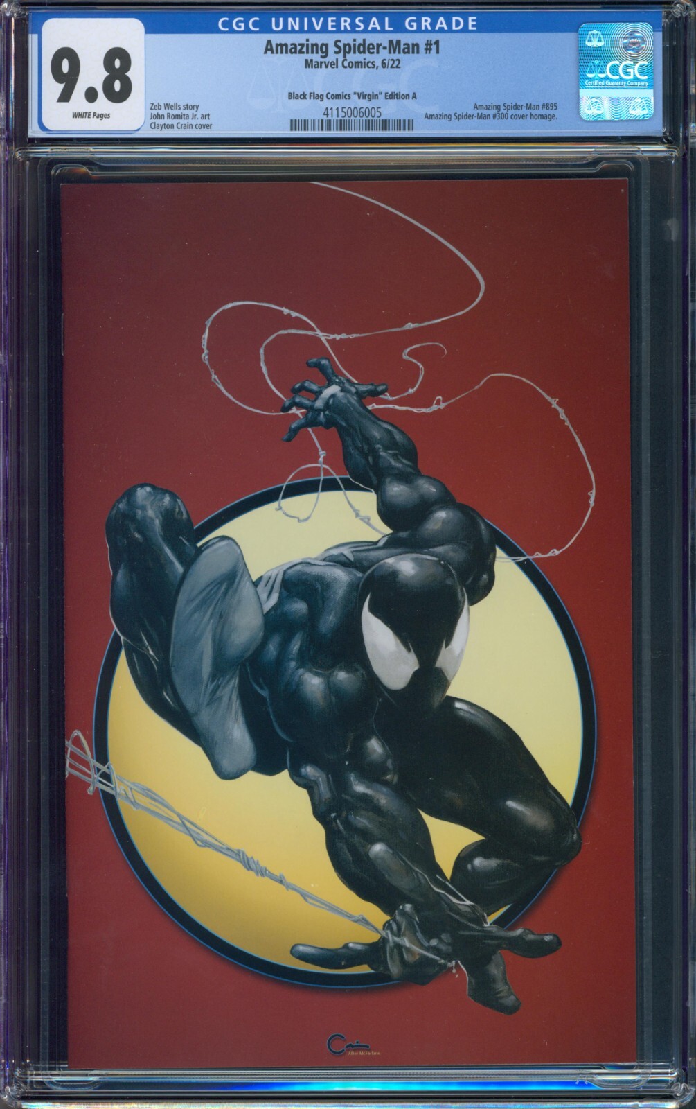 Amazing Spider-Man #1 (#895) Crain Black Flag Virgin A - CGC 9.8 - NM/M