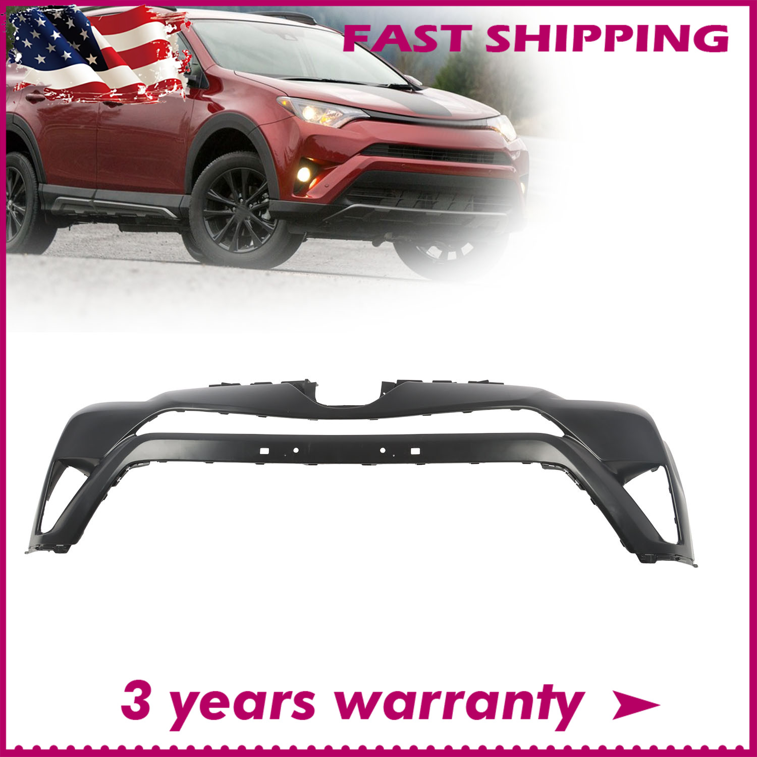 Front Upper Bumper Cover Fascia For Toyota RAV4 2016-2018 Primered 521194A908