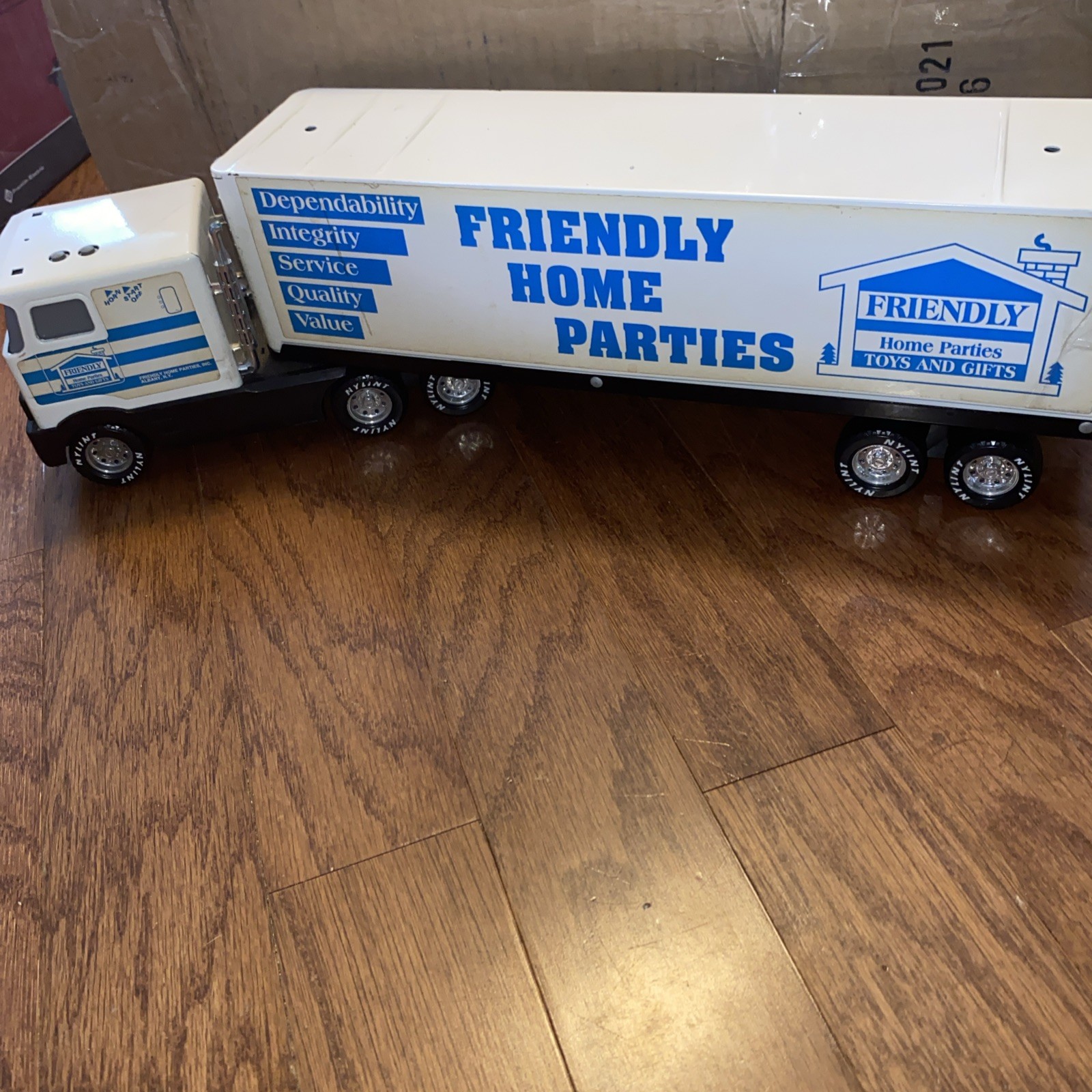 Vintage - NYLINT Truck and Trailer - Friendly Home Parties - Pressed Steel - GMC Vintage - NYLINT Truck and Trailer - Friendly Home Parties - Pressed Steel - GMC