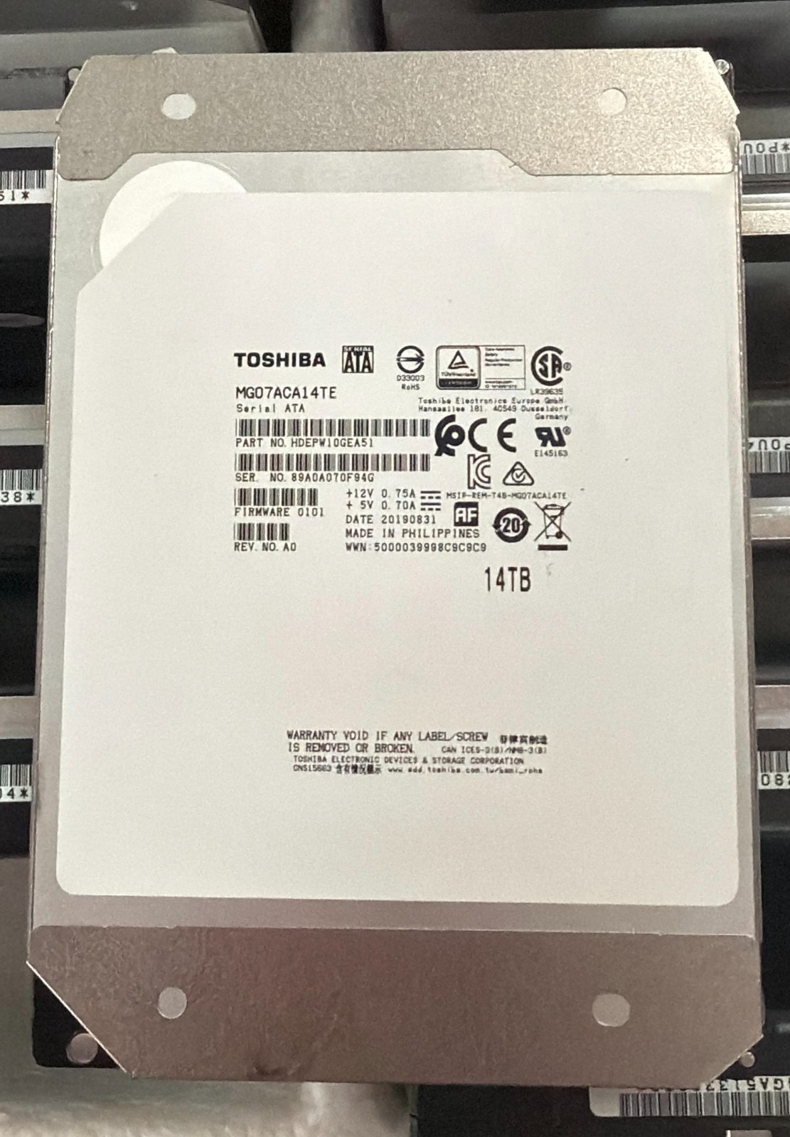 Toshiba MG07ACA14TE 14TB SATA 7200RPM 512e CMR Enterprise HDD - Refurbished
