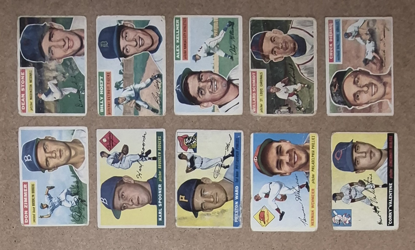 1955 & 1956 Topps Vintage 10 Card Low Grade Lot Brooklyn Dodgers Tigers Orioles 1955 & 1956 Topps Vintage 10 Card Low Grade Lot Brooklyn Dodgers Tigers Orioles