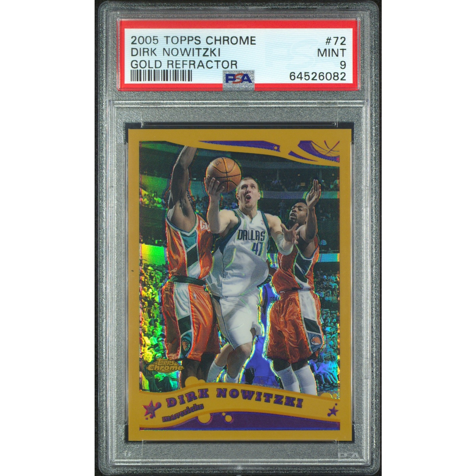 2005-06 Topps Chrome Dirk Nowitzki Refractors Gold PSA 9 /99 Mavs Pop 16