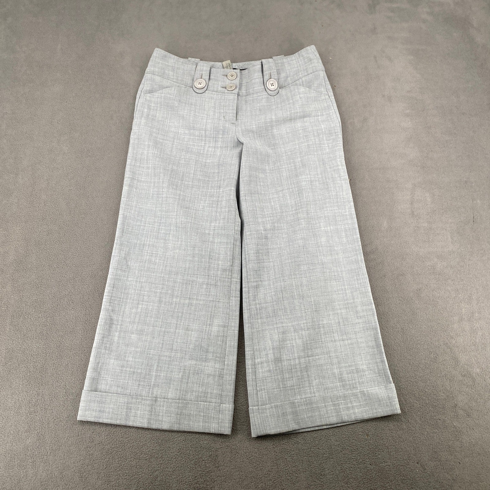 Express Design Studio Editor Wide Leg Cropped Pants Gray Cuffed Trousers Size 4 Express Design Studio Editor Wide Leg Cropped Pants Gray Cuffed Trousers Size 4