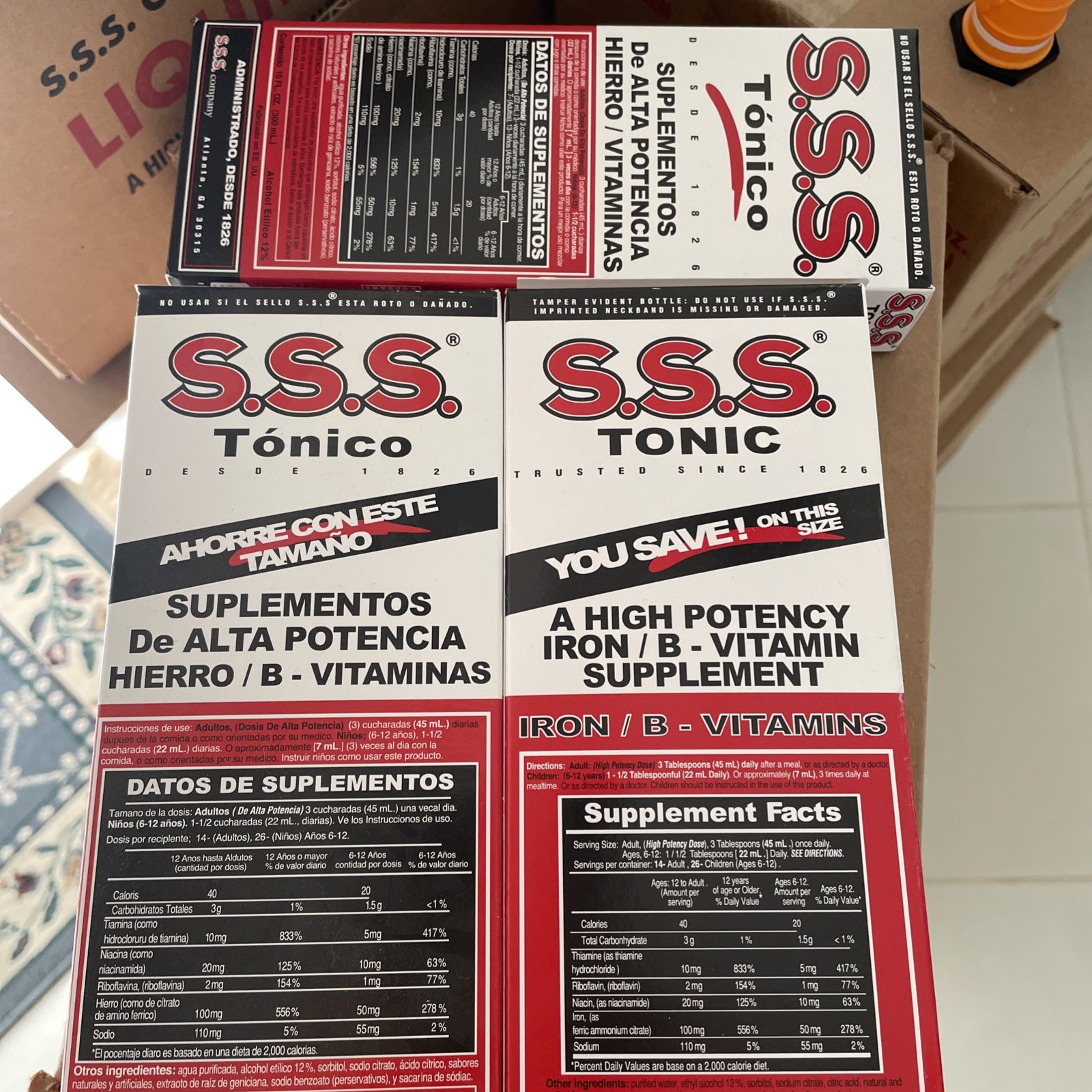4 Pack S.S.S. Tonic Liquid, High Potency Iron, Vitamin B Supplement, 20 Oz Each 4 Pack S.S.S. Tonic Liquid, High Potency Iron, Vitamin B Supplement, 20 Oz Each
