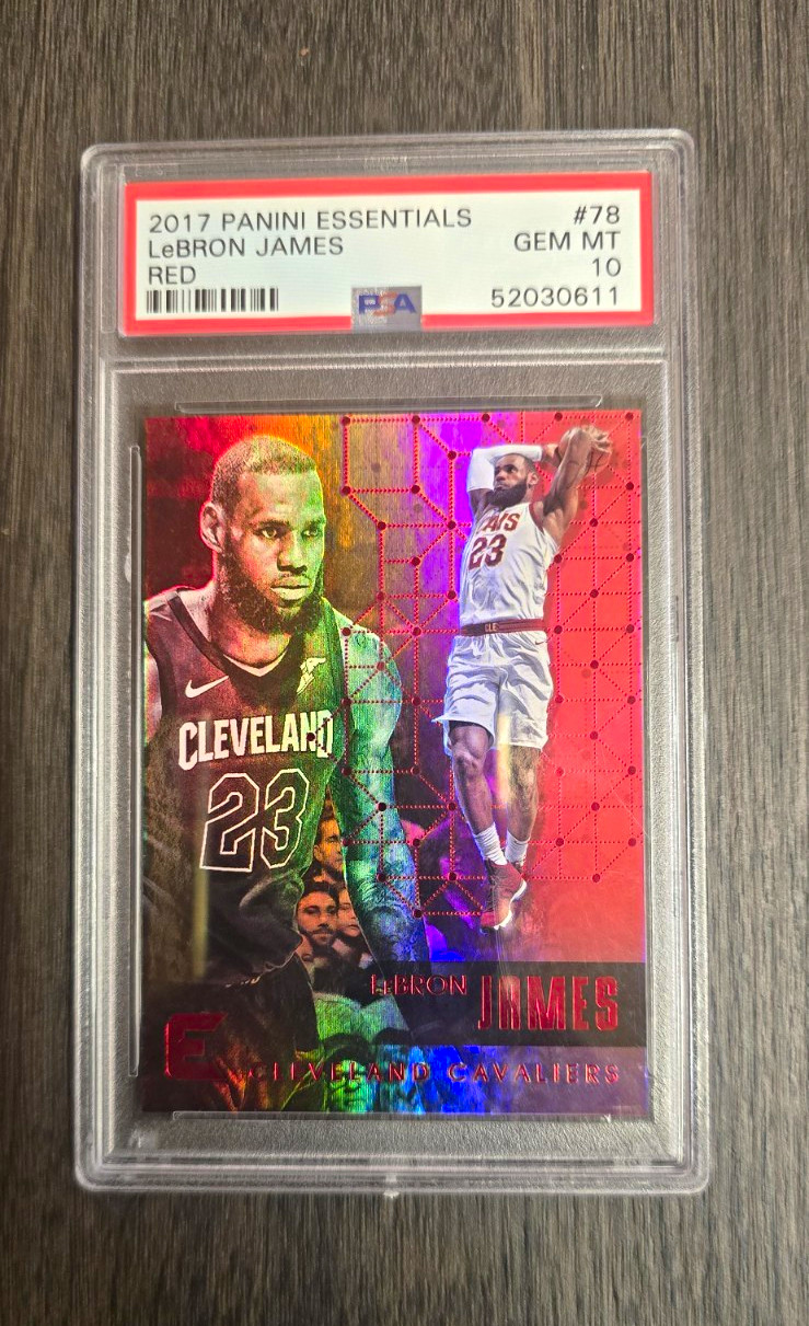 Panini 2017-18 Essentials LeBron James Red #78 PSA 10 Cavaliers NBA Card Panini 2017-18 Essentials LeBron James Red #78 PSA 10 Cavaliers NBA Card