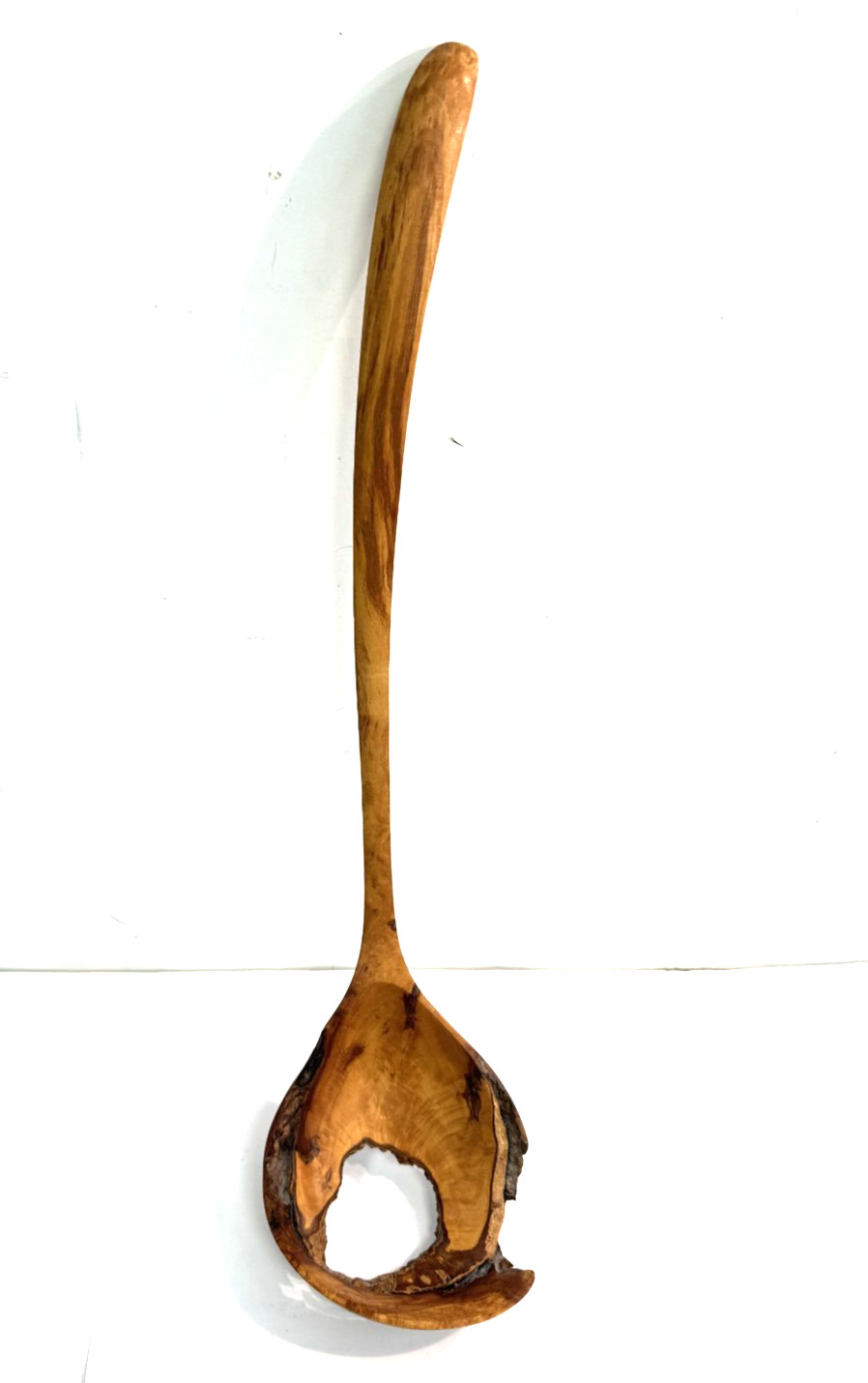Hand Carved Live Edge Wood Burl Ladle Spoon Rustic Natural Wood Folk Art