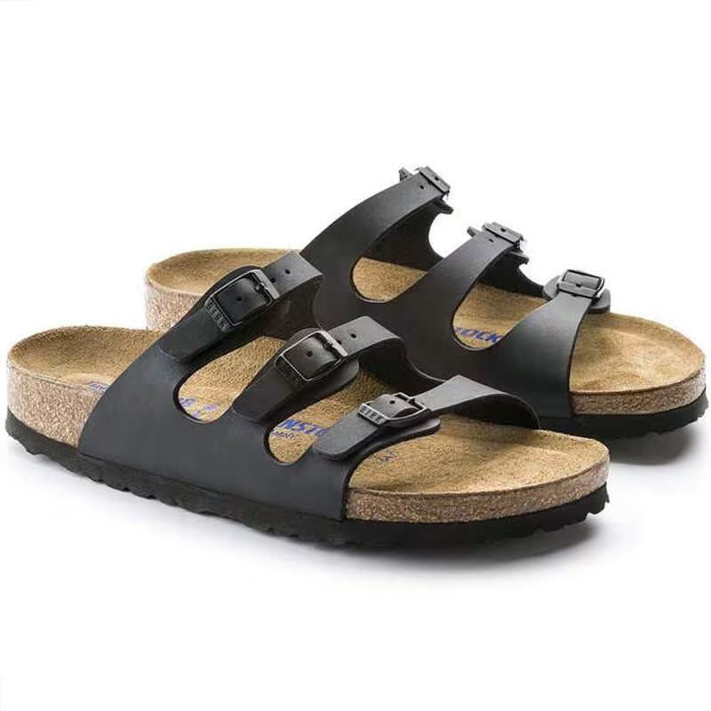 Birkenstock Florida Black Birko-Flor Soft Footbed Women's Sandals Wide Size Birkenstock Florida Black Birko-Flor Soft Footbed Women's Sandals Wide Size