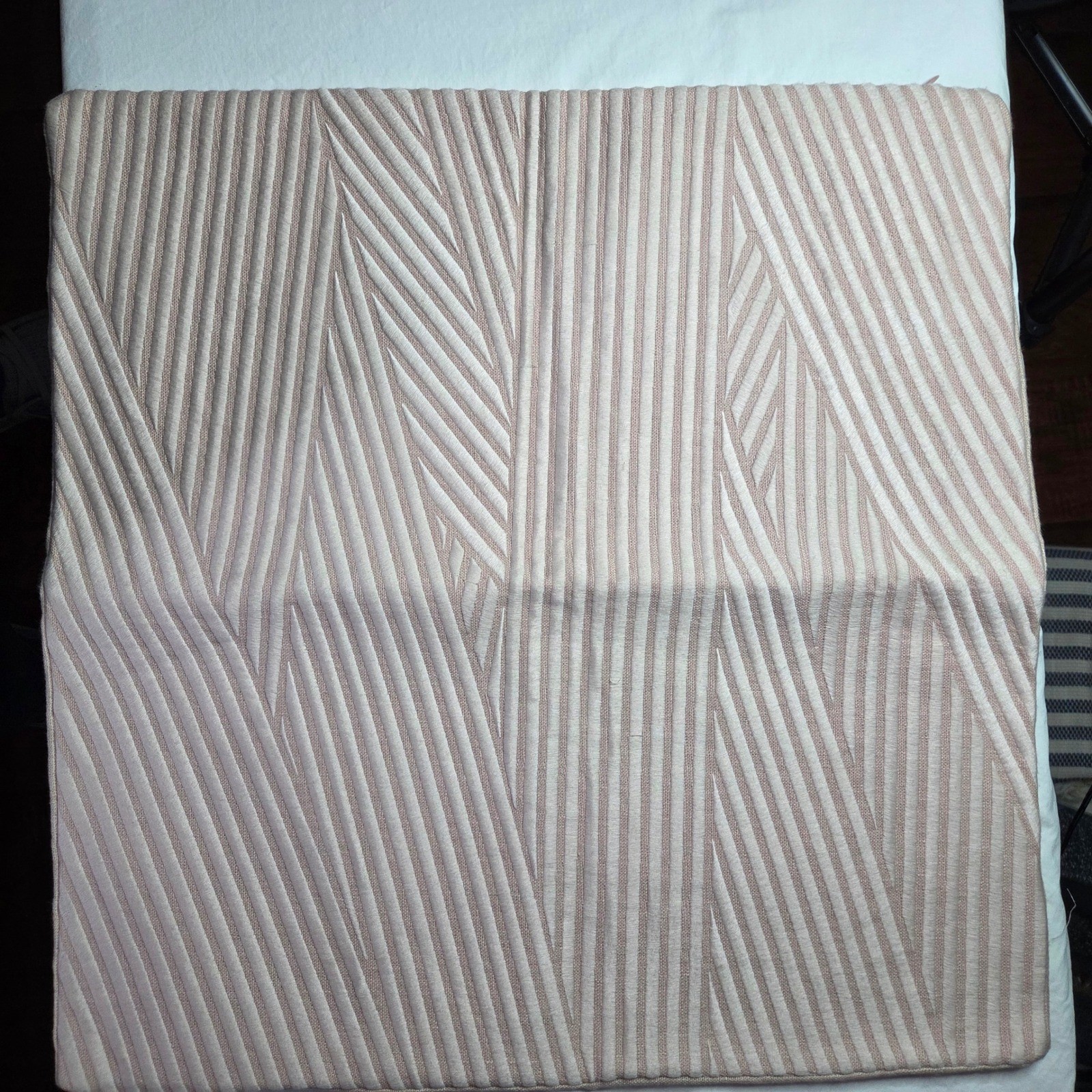 NWT Williams Sonoma Textured Pillow Cover Neutral Pink Beige blush Striped