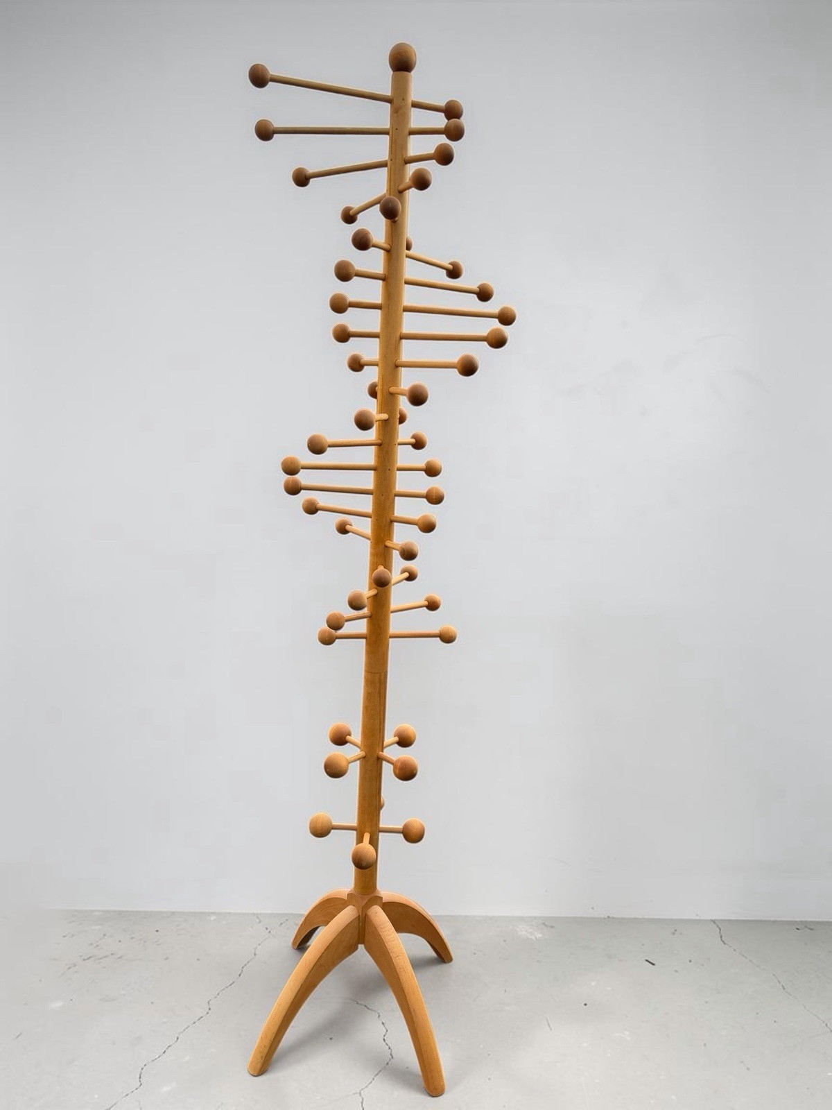 Vintage MCM Double Atomic Helix Coat Tree Maple DNA Scandinavian Modern 79”