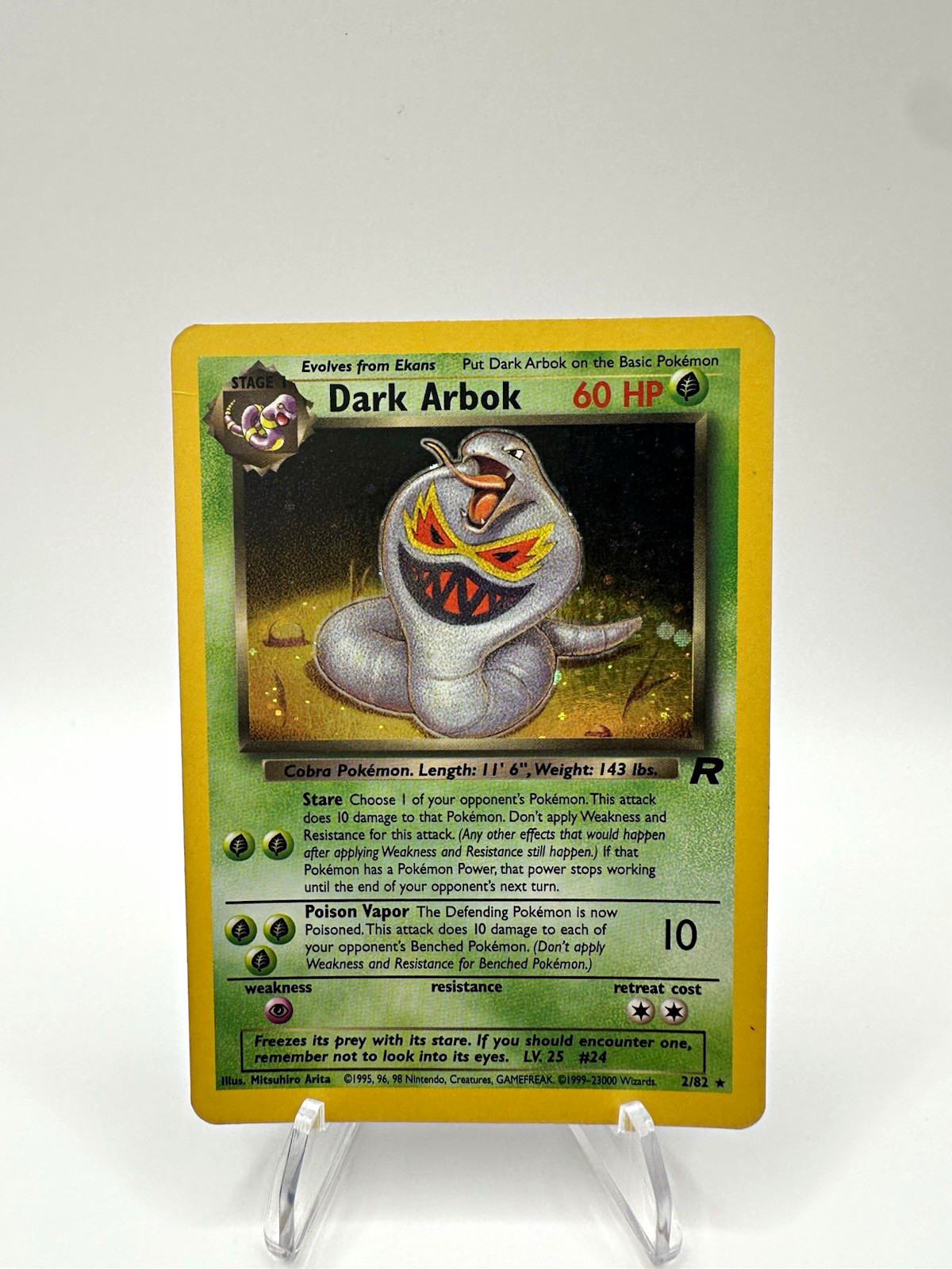 Pokemon TCG Dark Arbok 2/82 Team Rocket Holo Rare Unlimited 60 HP ENG Pokemon TCG Dark Arbok 2/82 Team Rocket Holo Rare Unlimited 60 HP ENG
