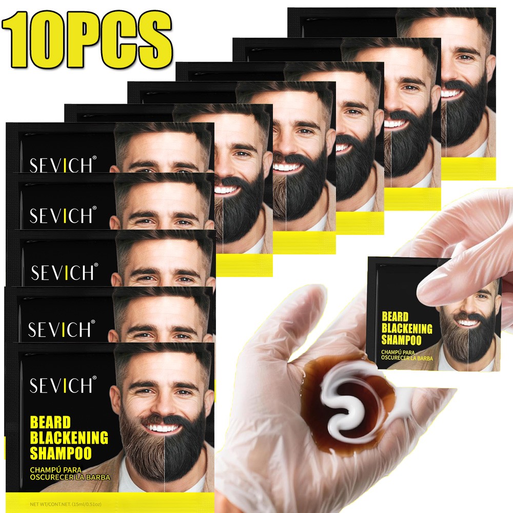 10pcs Mens Beard Dye Black Shampoo Instant Blackening Beard Mustache Tint Cream