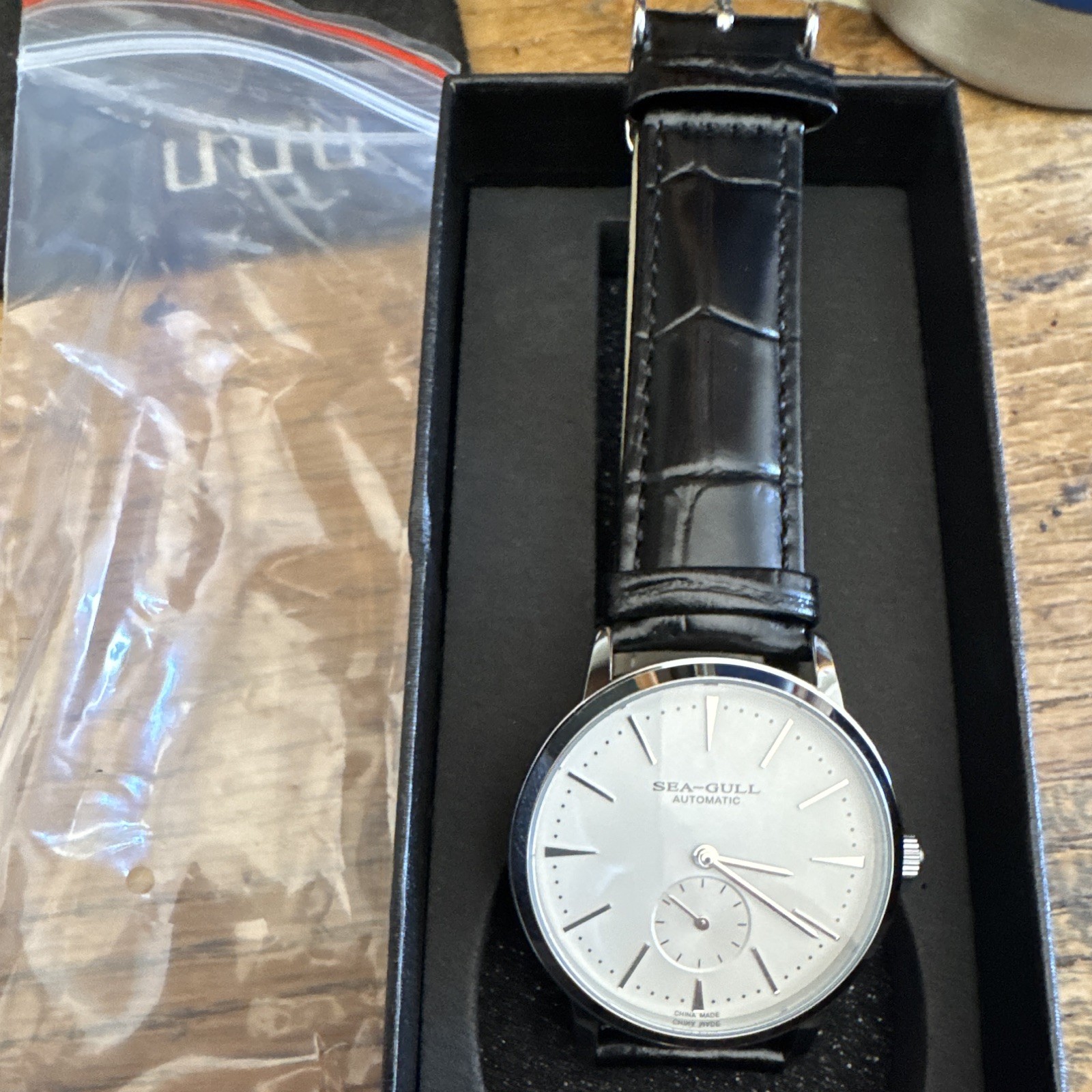 NEW LUXURY Seagull Men\'s Automatic Silver Dial Small Seconds Leather Strap Box NEW LUXURY Seagull Men\'s Automatic Silver Dial Small Seconds Leather Strap Box