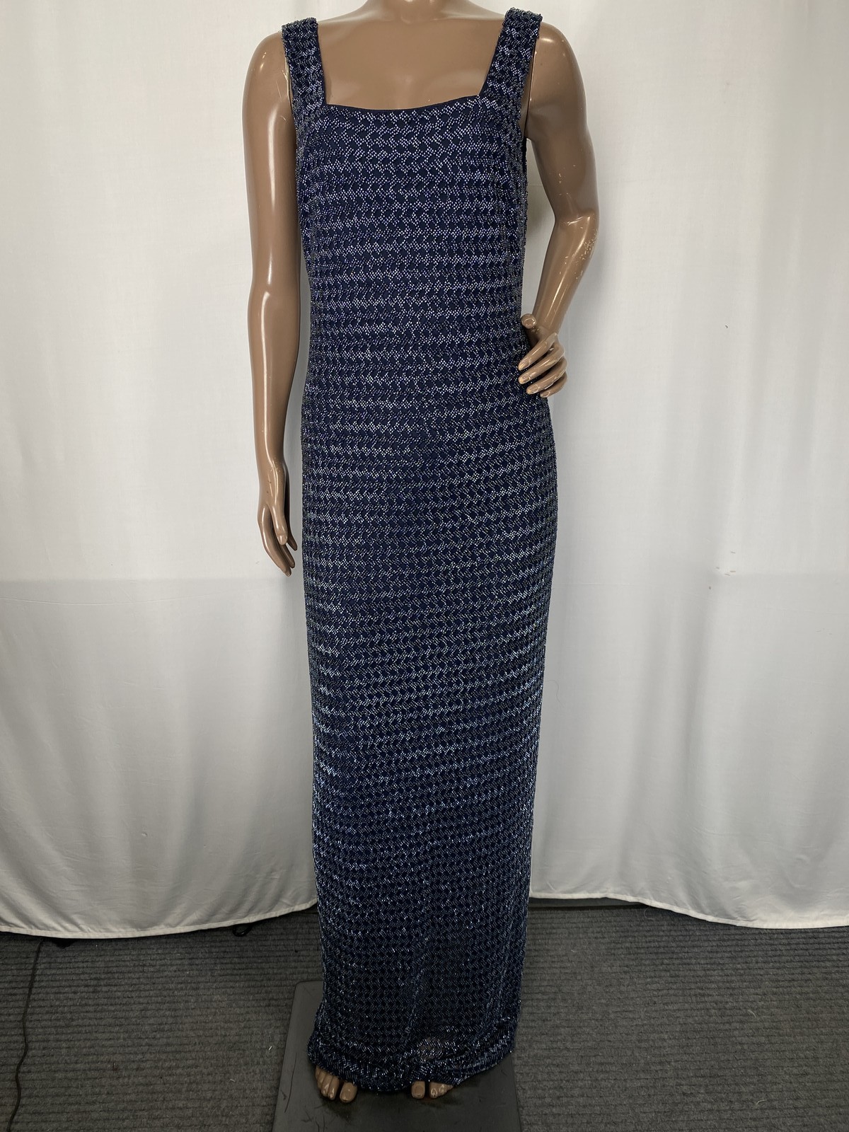 Ramy Brook Womens Maxi Dress Navy Blue Sarai Beaded Gown Sleeveless Size 4