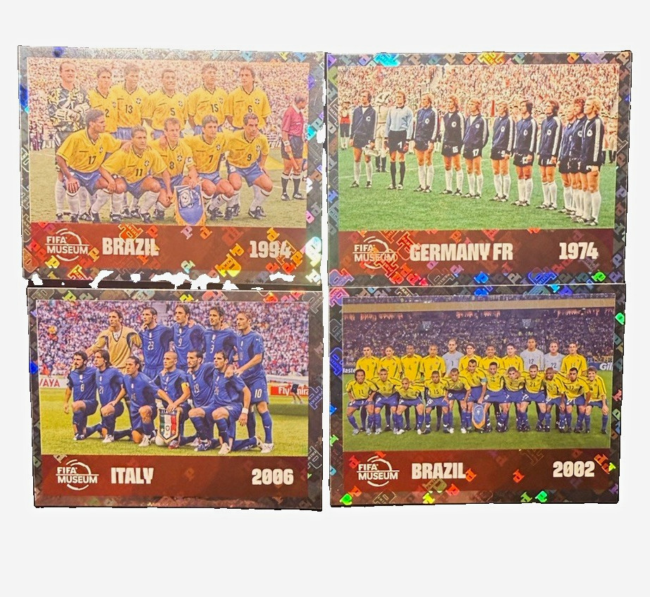Panini FIFA Museum 4-Card Lot Brazil 1994/2002 Italy 2006 Germany FR 1974 Panini FIFA Museum 4-Card Lot Brazil 1994/2002 Italy 2006 Germany FR 1974