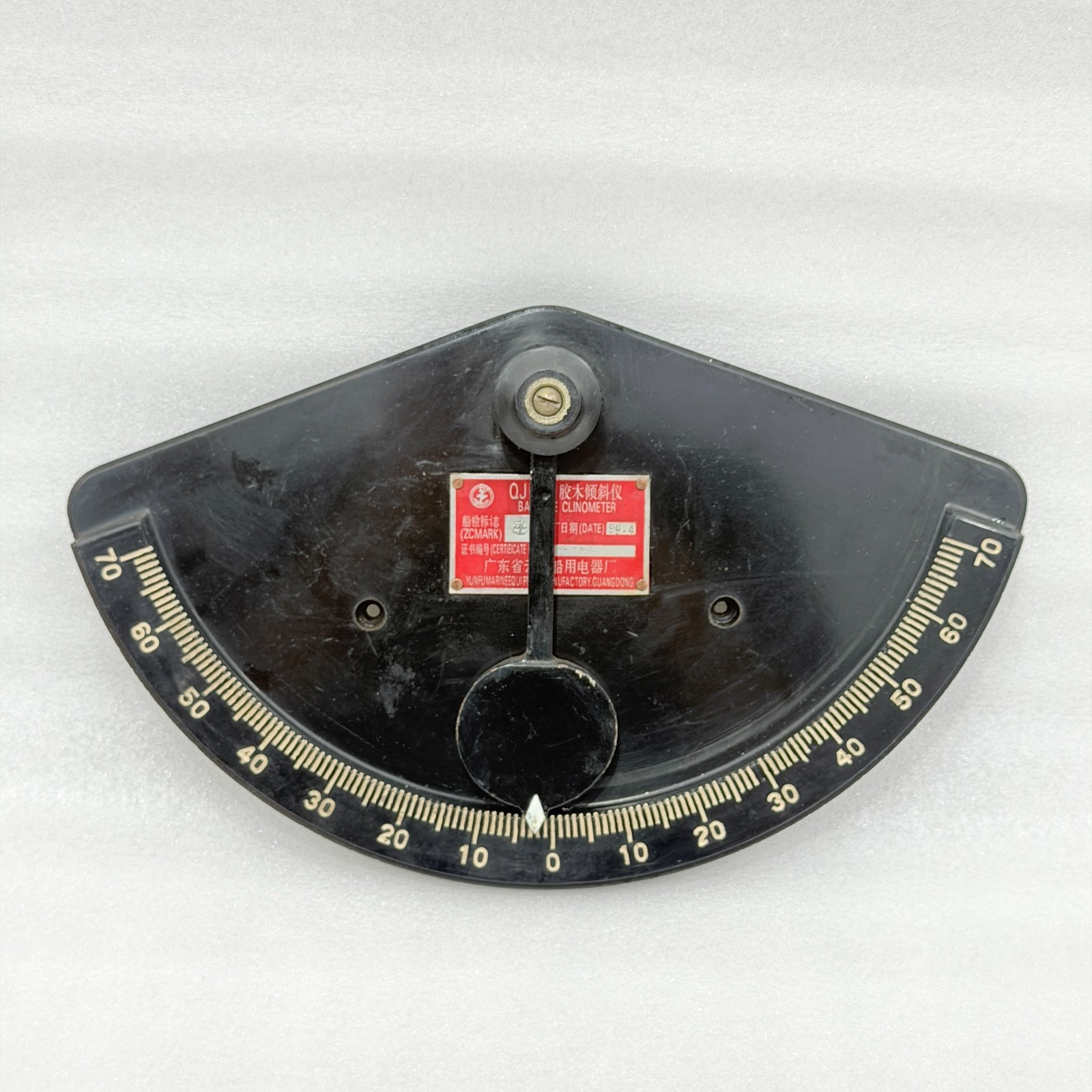 VINTAGE QJ-70 BAKELITE MARINE CLINOMETER 70 DEGREE SHIP INCLINOMETER 
