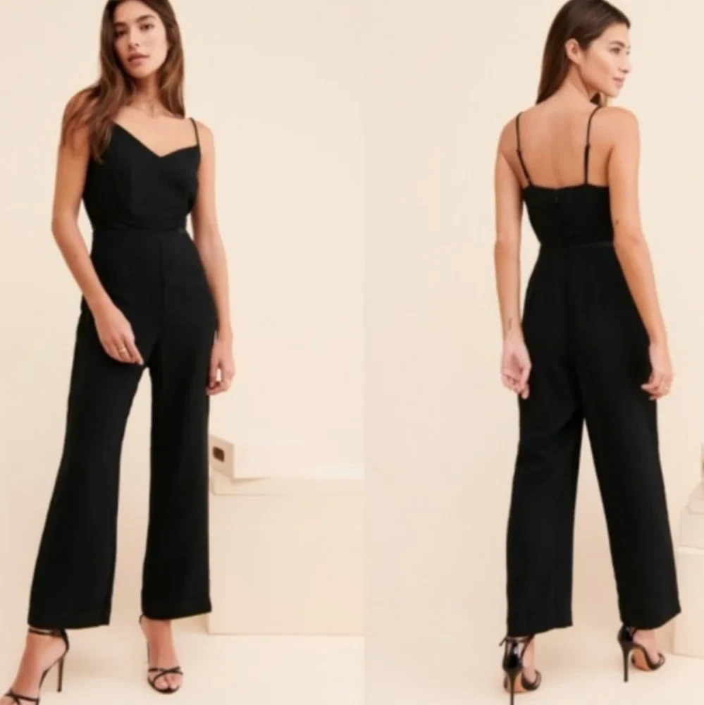 NWT Maeve Anthropologie Magdalena Spaghetti Strap V-Neck Wide Leg Jumpsuit Black NWT Maeve Anthropologie Magdalena Spaghetti Strap V-Neck Wide Leg Jumpsuit Black