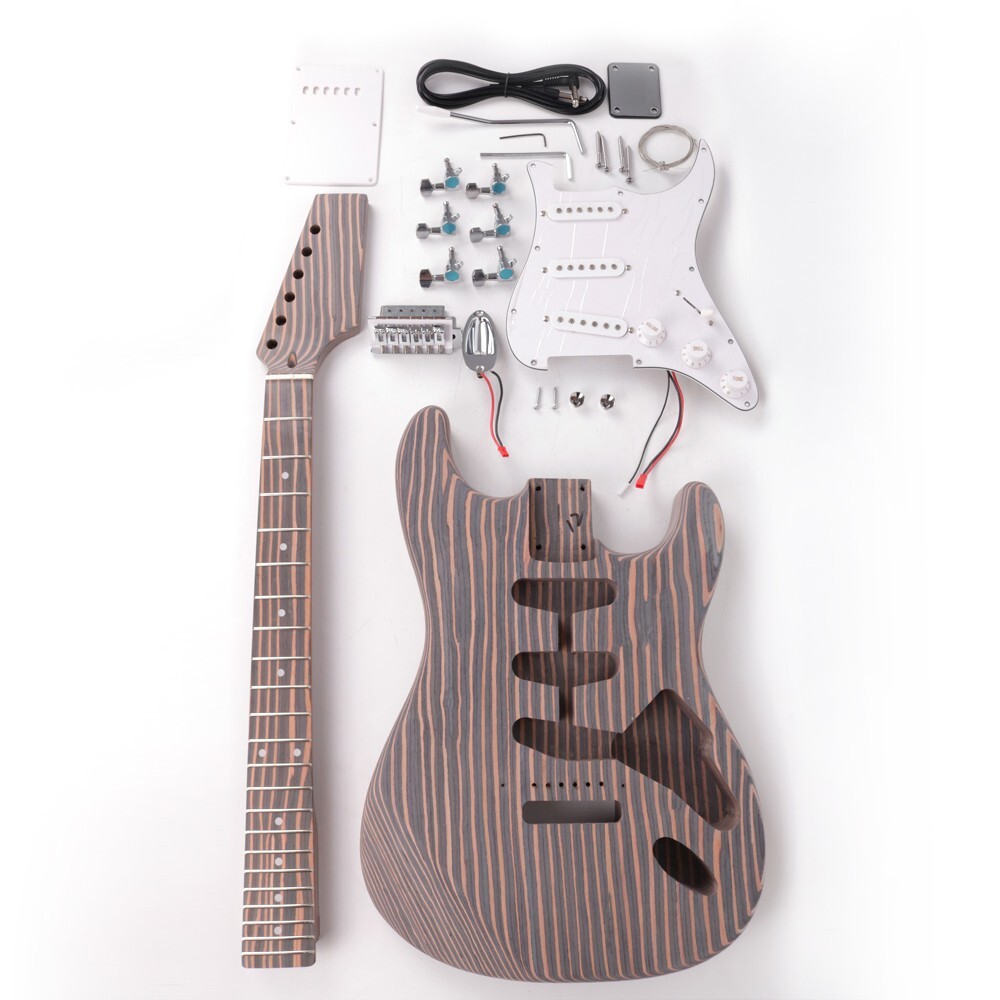 diy electric st guitar kits zebrawood 6strings with hardware diy electric st guitar kits zebrawood 6strings with hardware