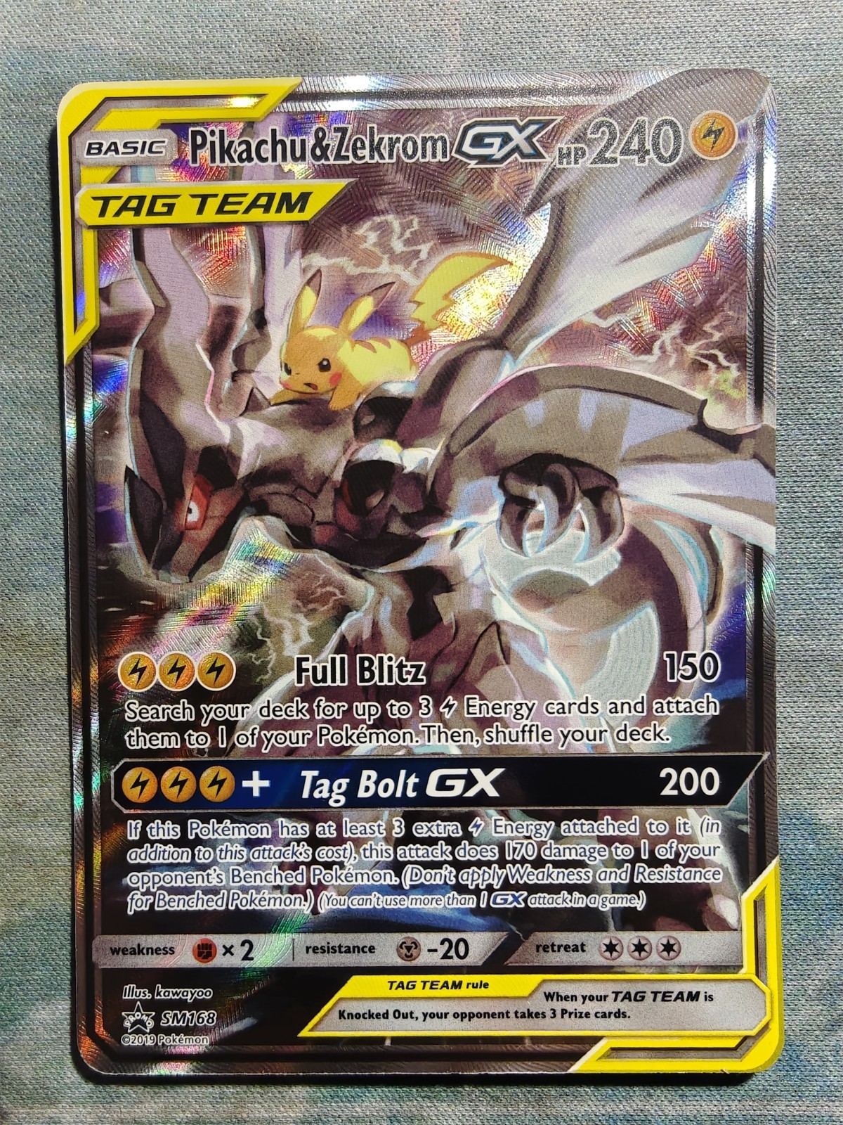2019 Pokemon Pikachu & Zekrom GX Tag Team SM168 BlackStar Promo Holo 2019 Pokemon Pikachu & Zekrom GX Tag Team SM168 BlackStar Promo Holo