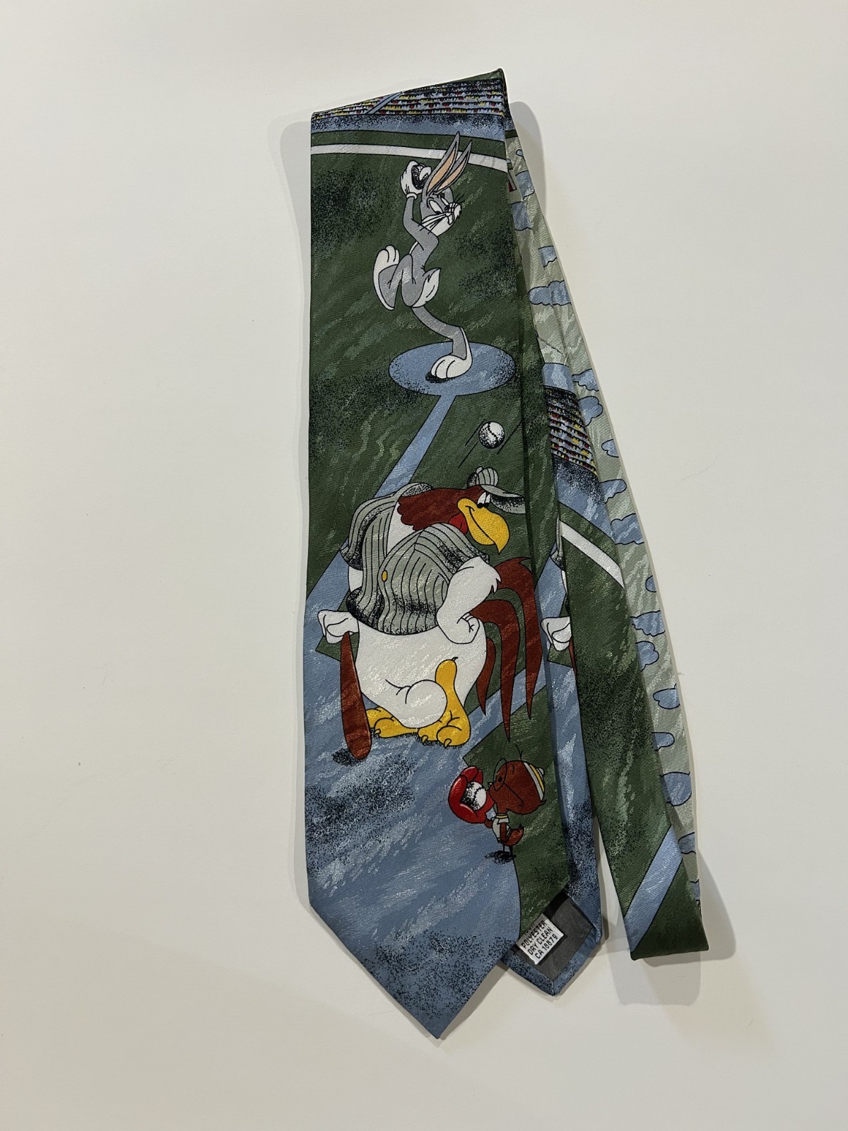 Vintage 1992 Looney Tunes Baseball Tie Bugs Bunny Foghorn Leeds Warner Bros