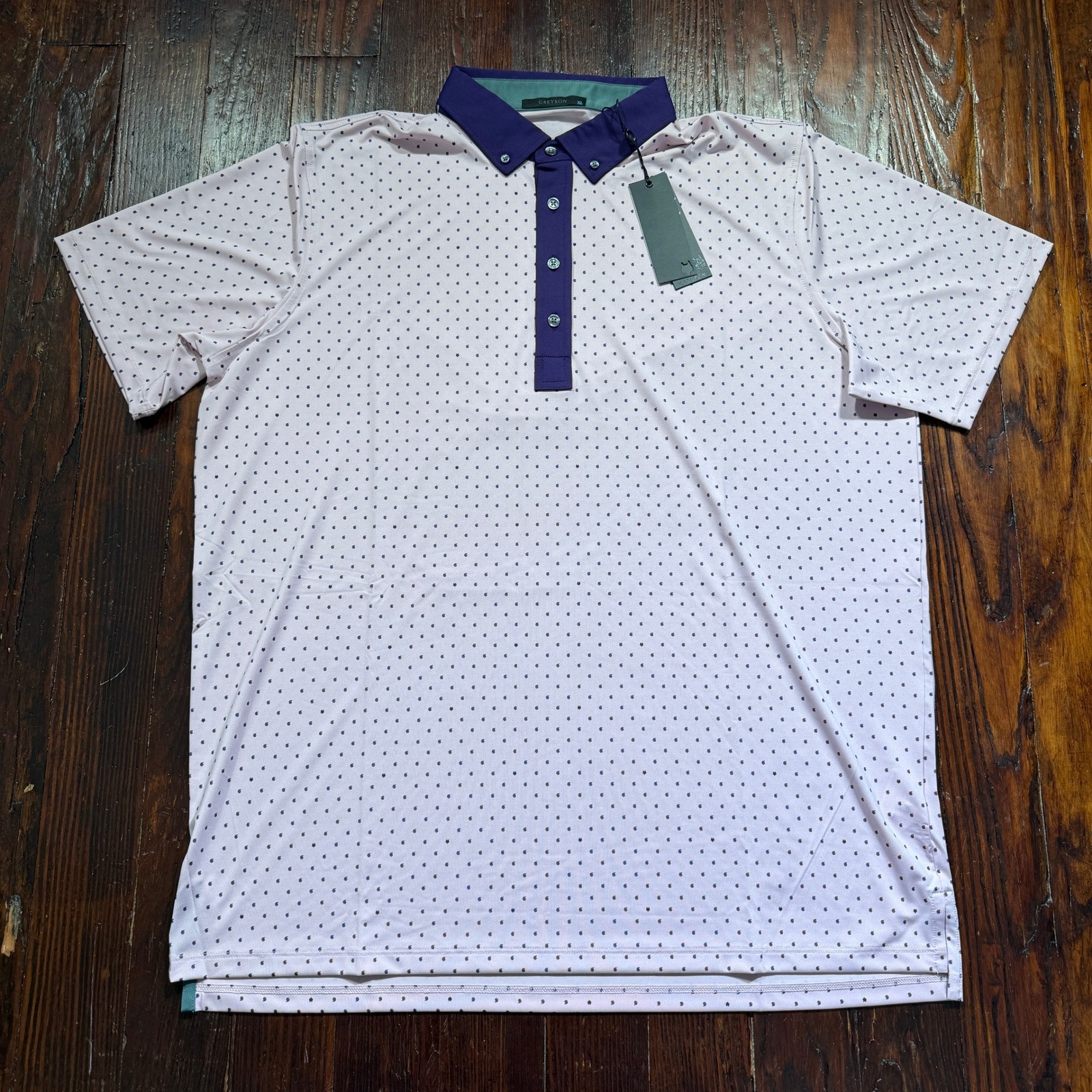 Greyson Icon G Polo Mens XL Sunrise Pink Purple Micro Paisley Wolf Head MSP24K62