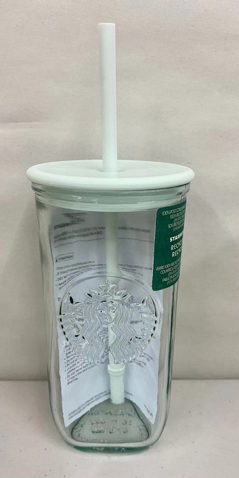 NEW Starbucks Recycled Glass Triangle Bottom Cold Cup Tumbler 16 oz Mint Green NEW Starbucks Recycled Glass Triangle Bottom Cold Cup Tumbler 16 oz Mint Green