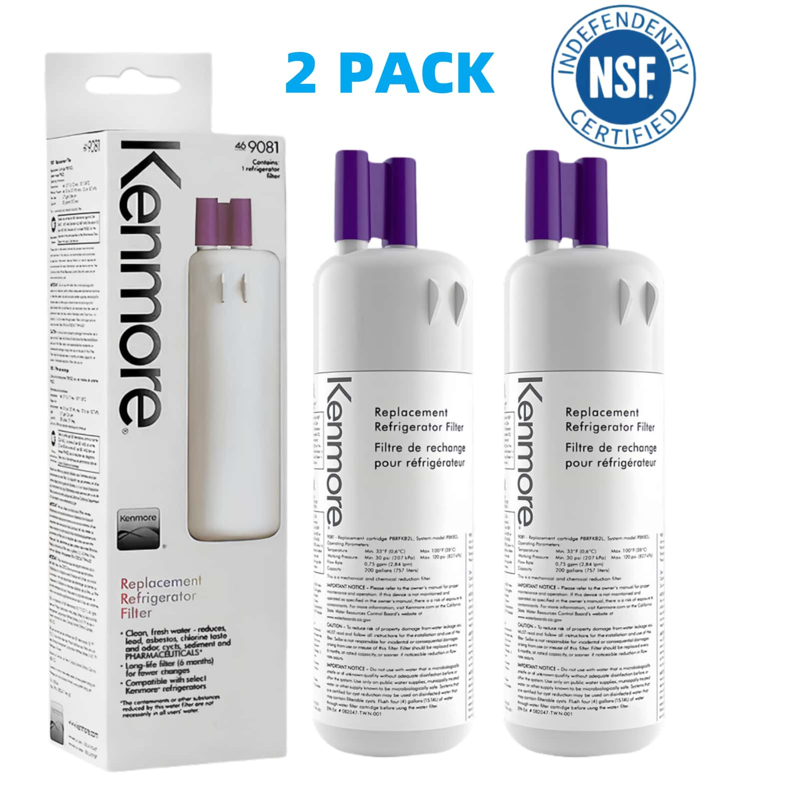 Kenmore 9081 Replacement Refrigerator Water Filter 1-6 Pack 46-9081 46-9930