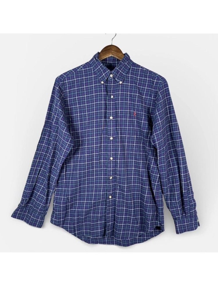 Polo Ralph Lauren Shirt Mens Medium Blue Plaid Button Down Long Sleeve Cotton Polo Ralph Lauren Shirt Mens Medium Blue Plaid Button Down Long Sleeve Cotton