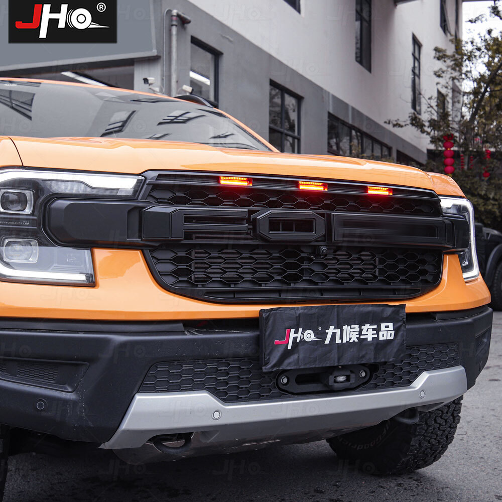 Black Front Grille Fits For Ford Ranger T9 2023-2026 Upper Grill With LED Light Black Front Grille Fits For Ford Ranger T9 2023-2026 Upper Grill With LED Light
